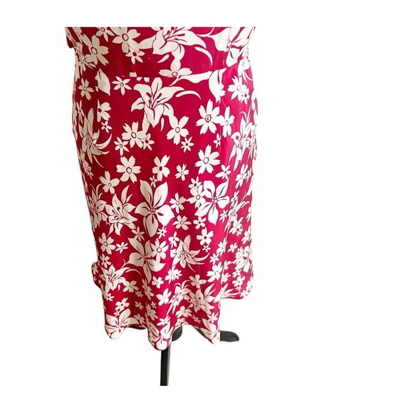 Chadwick’s Vintage Hawaiian Print Wrap Dress Size 8 Petite Red Ivory 100% Silk - Picture 9 of 11